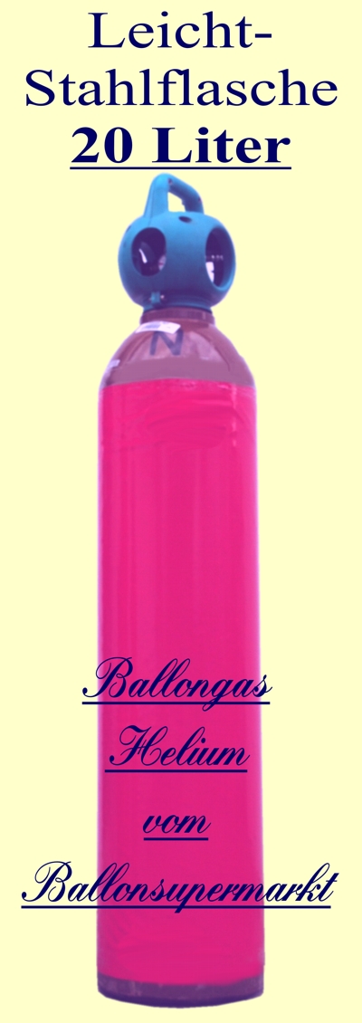 Leichtstahlflasche Ballongas Helium, 20 Liter Heliumgas