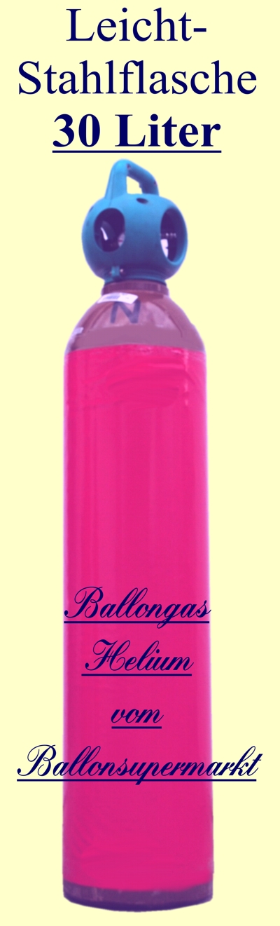 Leichtstahlflasche Ballongas Helium, 30 Liter Heliumgas
