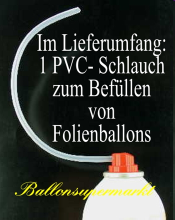 Ballongasdose, Heliumdose mit Schlauch zum Aufblasen von Ballons aus Folie mit Heliumgas